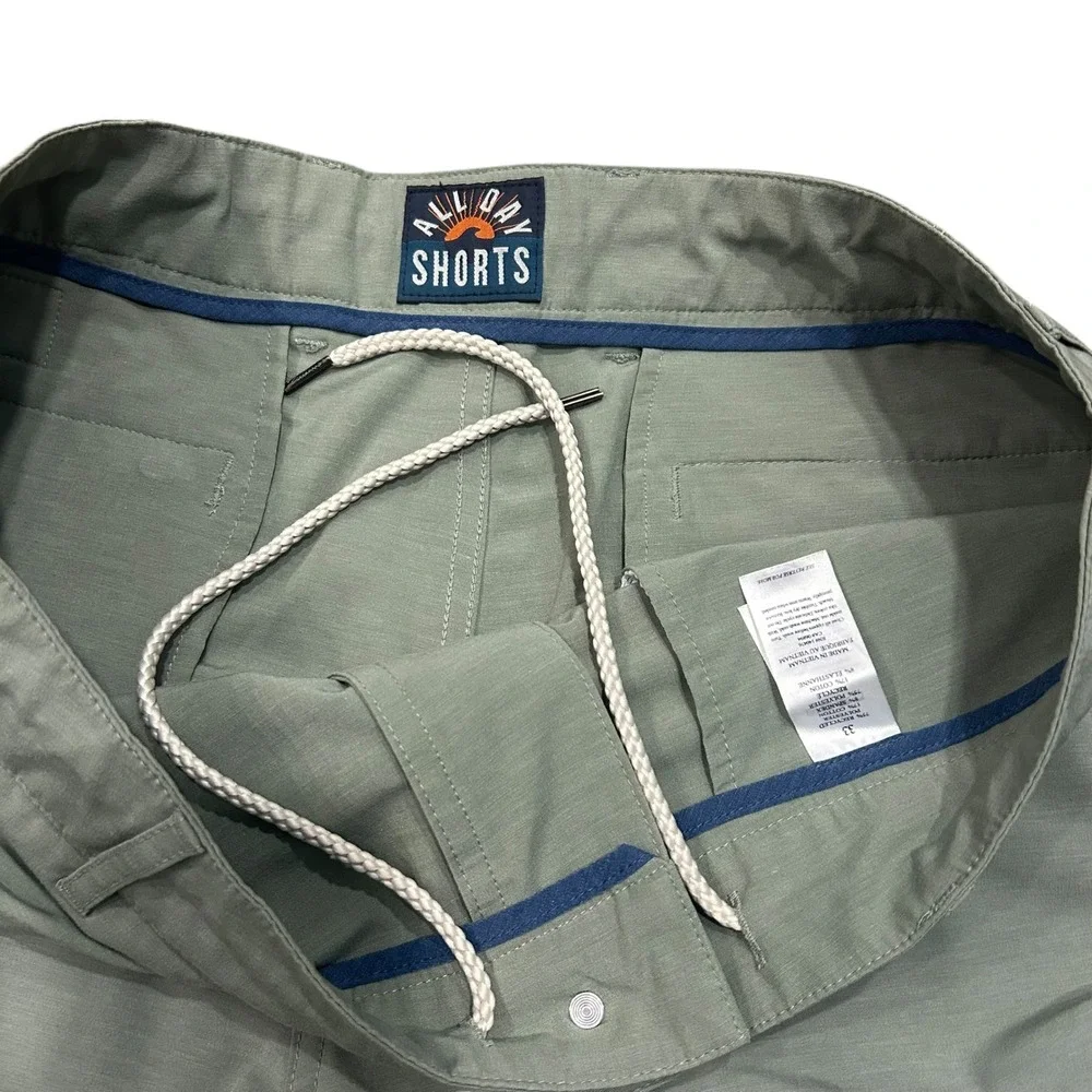 Faherty All Day Shorts Men's 33 Sage Green Casual Flat Front Lightweight